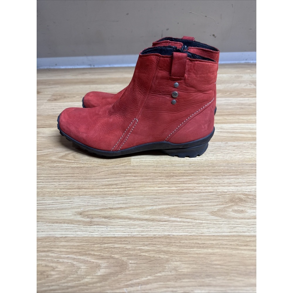 WOLKY Women's ZION WR Waterproof Side-Zip Ankle Boot, Red Leather, Size  EU 42